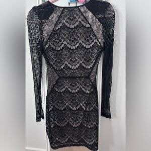 Express Black Lace Long Sleeve Dress